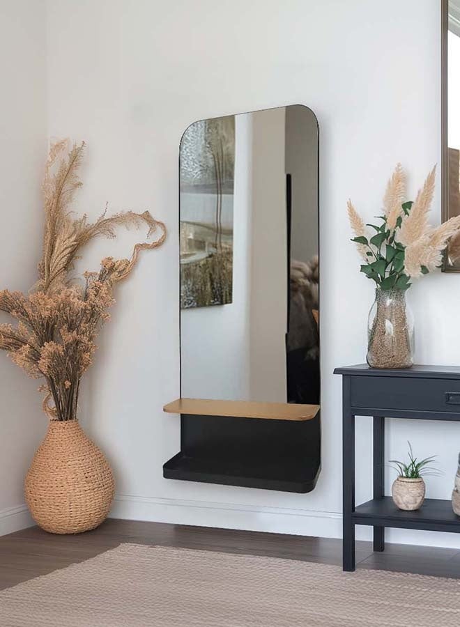 ميجو هوم مرآة حائط بإطار حديدي، مرآة ديكورية حديثة معلقة لغرفة المعيشة وغرفة النوم والمدخل، مقاس 45×8×100 سم، لون أسود - Image 5